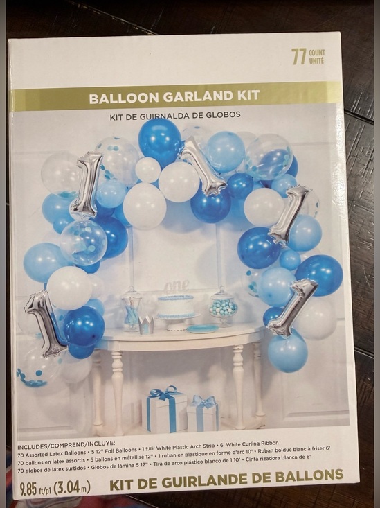 Creative Converting Other - Balloon Garland Kit - Blue and White Party Arch with Silver Number Accents